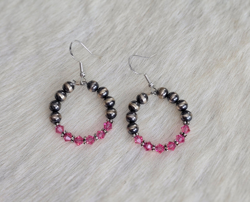 Pink Pearl Hoops