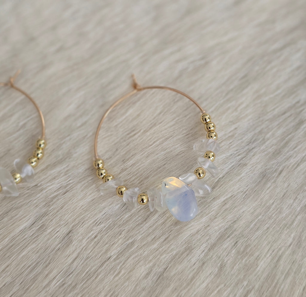 Gold & Opal Hoops
