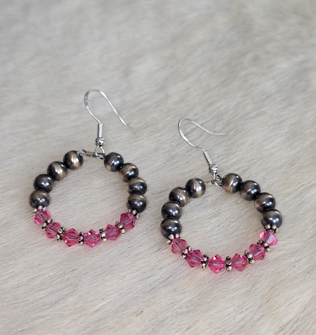 Pink Pearl Hoops