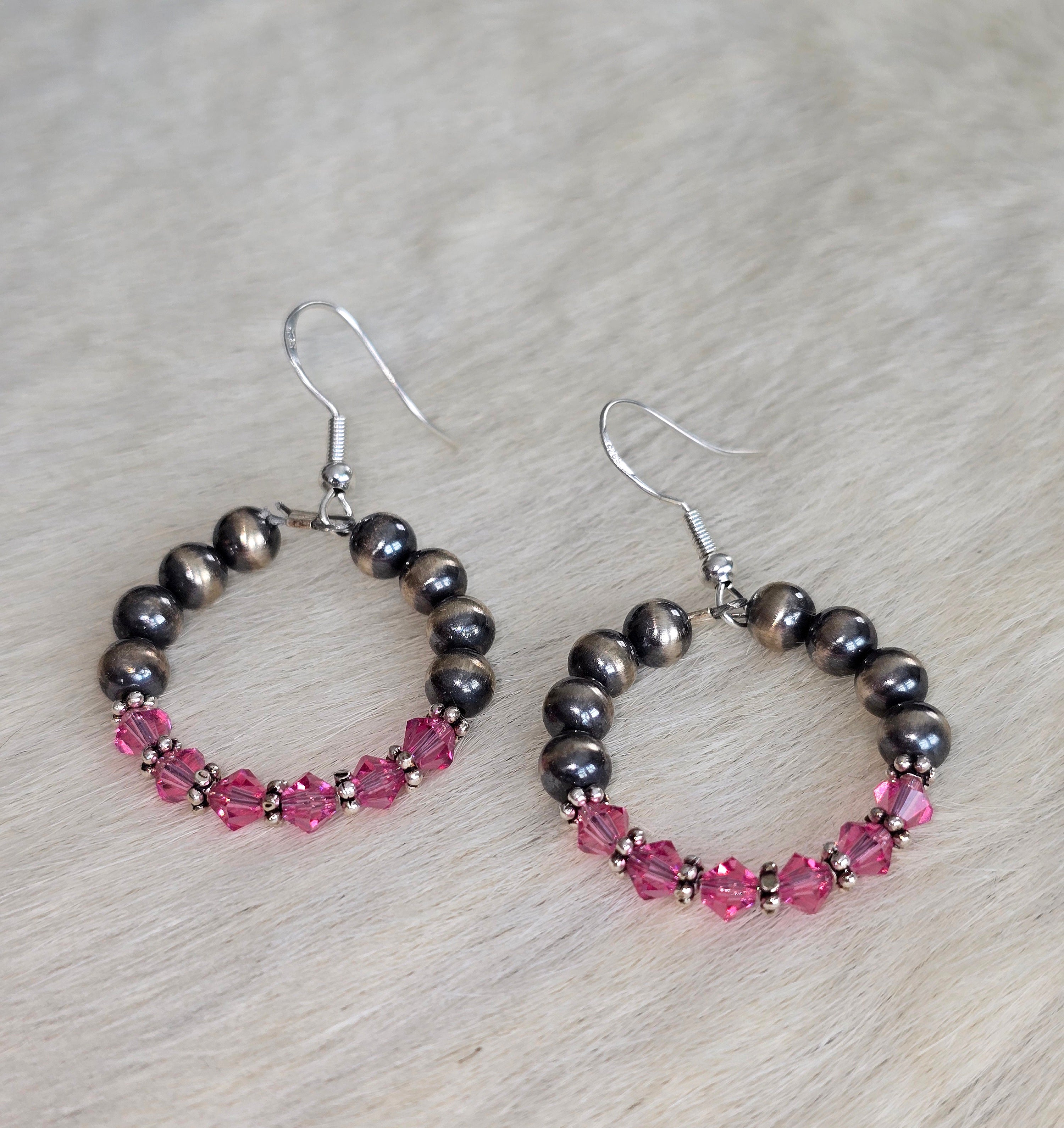 Pink Pearl Hoops