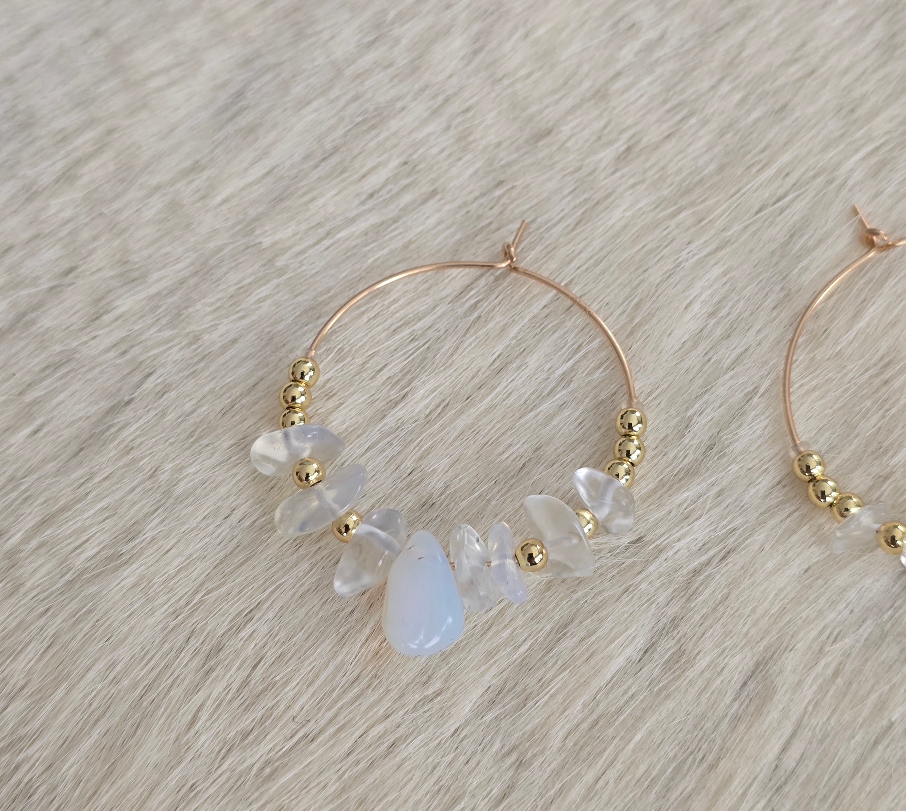 Gold & Opal Hoops