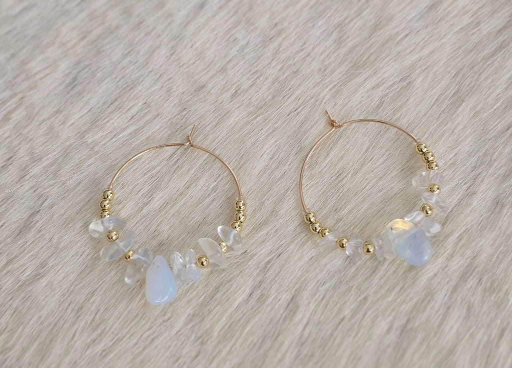 Gold & Opal Hoops